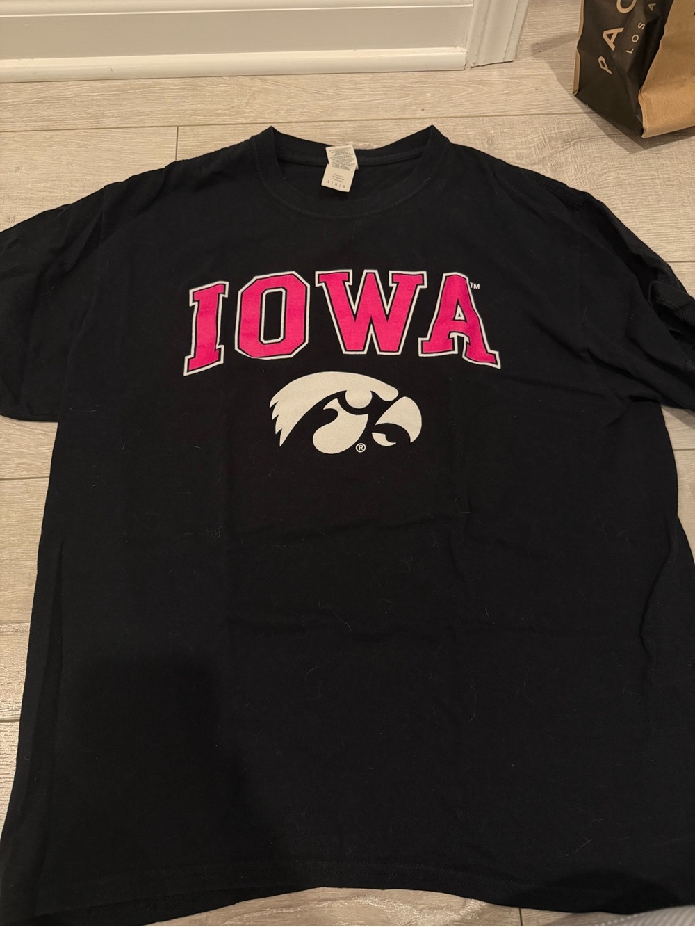 Black Iowa T-shirt with Pink Logo